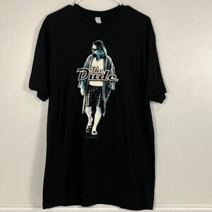 The Dude Walking in his Bathrobe Big Lebowski Movie T Shirt Black XL Graphic Tee